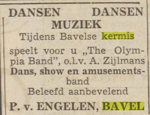 Advertentie Dagblad de Stem van cafe van Engelen (nu Roelands) in de krant van 25-09-1953.